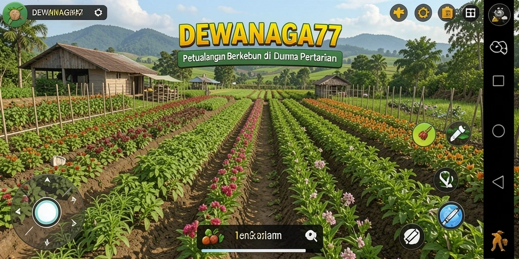 Screenshot DEWANAGA77 menampilkan pemandangan ladang yang hijau dan subur.