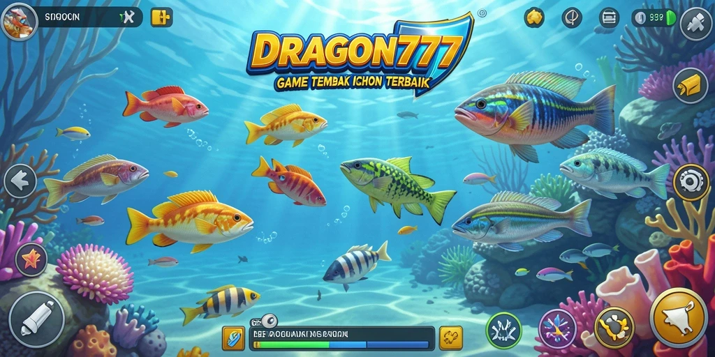 Screenshot gameplay DRAGON777 menampilkan aksi menembak ikan yang mendebarkan.