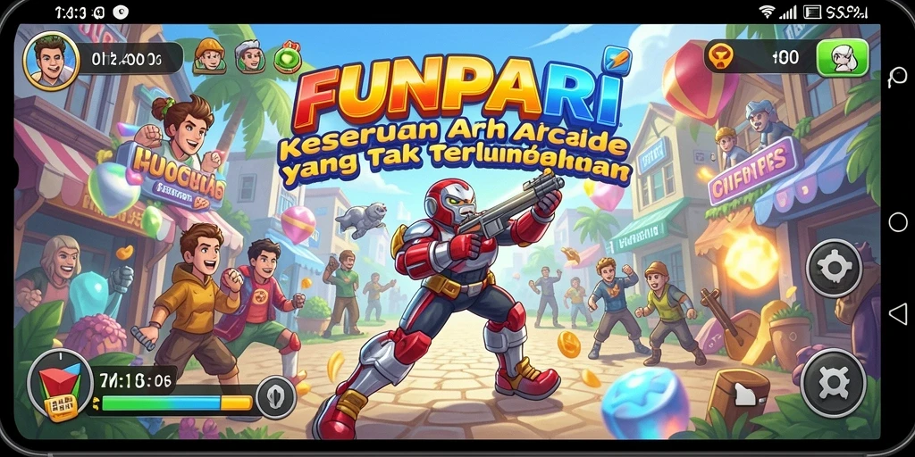 Screenshot utama FUNPARI menunjukkan gameplay yang menarik dan penuh warna.