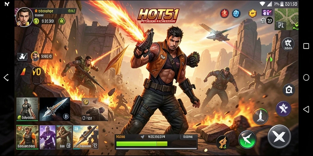 Screenshot utama HOT51 menunjukkan aksi pertarungan yang mendebarkan.