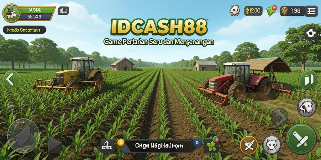Tampilan gameplay seru dari IDCASH88 dengan kegiatan bertani.