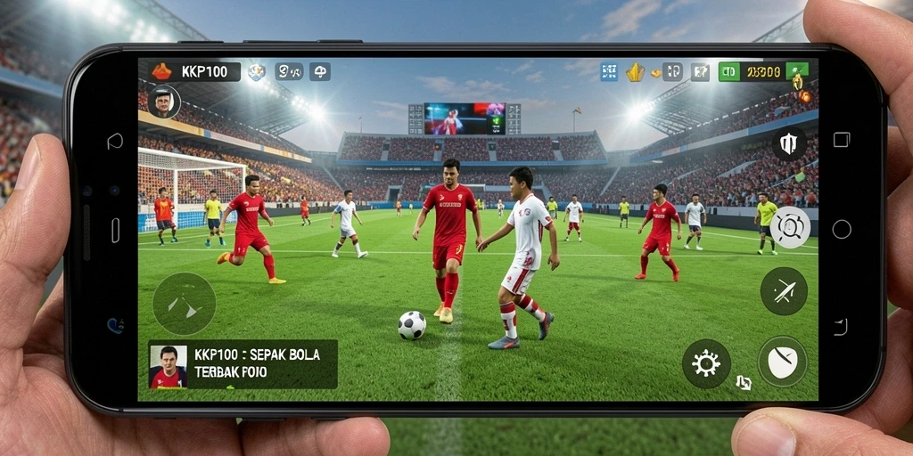 Tampilan menarik dari gameplay KPK100 dengan aksi sepak bola seru.