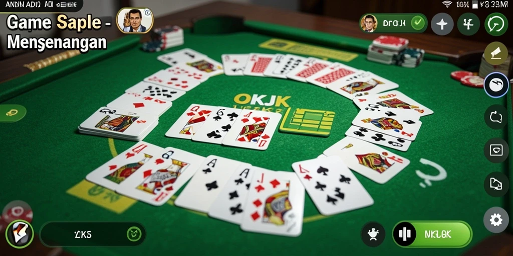 Screenshot gameplay OKJK yang menampilkan pertarungan seru dalam Gaple.