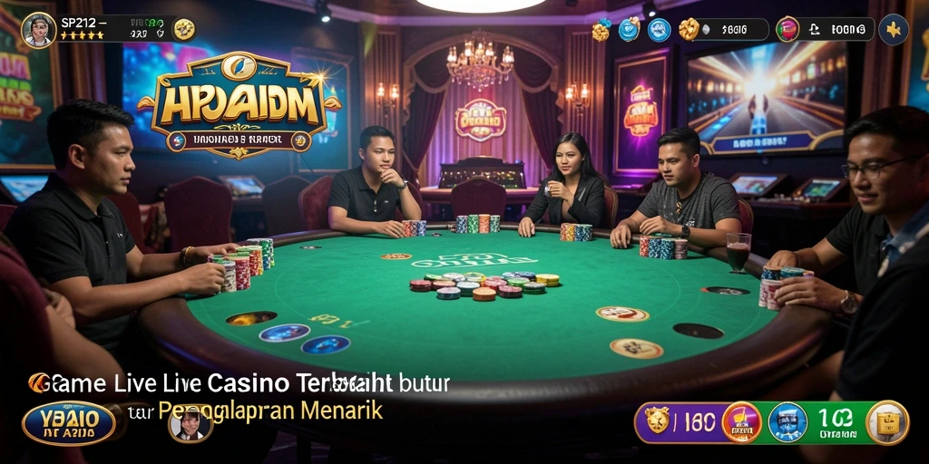 Screenshot gameplay Live Casino SP212 menampilkan dealer profesional dan suasana kasino yang menyenangkan.